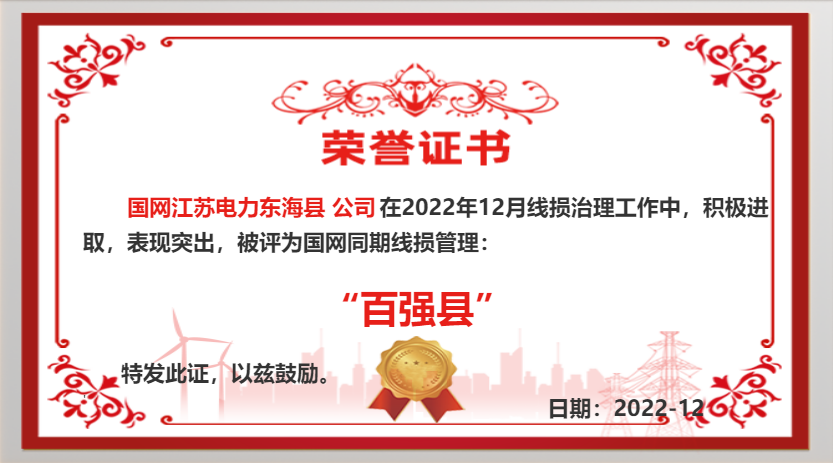 國網(wǎng)東?？h供電公司同期線損工作再獲佳績